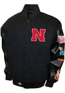 Mens Nebraska Cornhuskers Big 8 Throwback Twill Heavyweight Jacket - Black