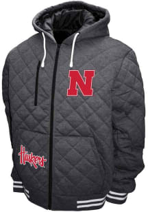 Nebraska Cornhuskers Mens Charcoal Diamond Quilted Medium Weight Jacket