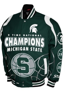 Mens Michigan State Spartans Basketball Commemorative Cotton Twill Heavyweight Jacket - Green