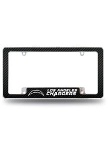 Los Angeles Chargers Carbon Fiber All Over Chrome License Plate Frame - Black