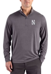 Cutter and Buck Northwestern Wildcats Mens Black Heather Forge Eco Big and Tall Qtr Zip