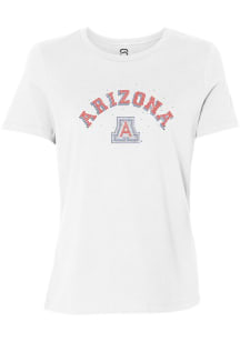 Summit Sportswear Arizona Wildcats Womens White Rhinestone and Pearls Short Sleeve T-Shirt