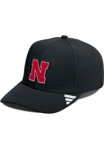 Adidas Nebraska Cornhuskers Perforated Structured Adjustable Hat - Black