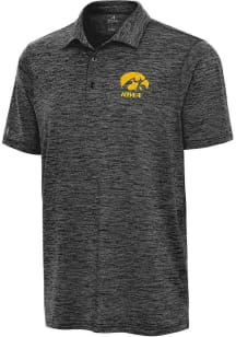 Antigua Iowa Hawkeyes Mens Black Sprout Short Sleeve Polo