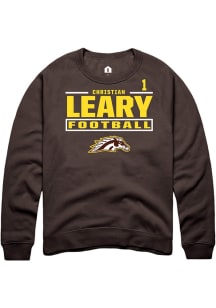 Christian Leary Western Michigan Broncos Mens Brown Football NIL Stacked Box Player Crew