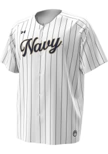 Under Armour Navy Midshipmen Mens White Pinstripe Replica Baseball Jersey