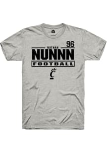 Nathan Nunnn Cincinnati Bearcats Ash Football NIL Stacked Box Short Sleeve Player T Shirt