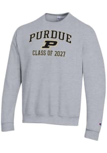 Champion Purdue Boilermakers Mens Grey Font Class of 2027 Powerblend Long Sleeve Crew Sweatshirt