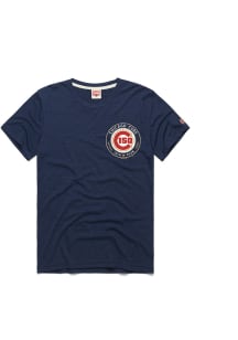 Homage Chicago Cubs Navy Blue 150 Wordmark Short Sleeve Fashion T Shirt