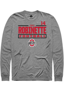Trey Robinette Ohio State Buckeyes Graphite Football NIL Stacked Box Long Sleeve Player T Shirt