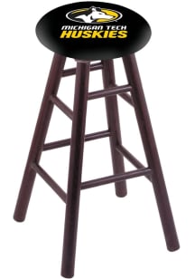 Michigan Tech Huskies Round Cushion Oak Pub Stool - Brown