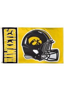 Iowa Hawkeyes Helmet 3x5 Silk Screen Grommet Flag - Black