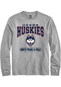Summit Sportswear UConn Huskies Grey Men's Track & Field Long Sleeve T Shirt