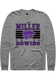 Lacy Miller K-State Wildcats Grey NIL Striped Long Sleeve Player T Shirt