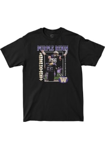Landen Hatchett Washington Huskies Black Big Ten Media Days Custom Short Sleeve Player T Shirt