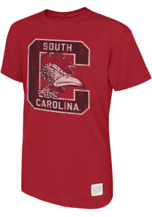 Original Retro Brand South Carolina Gamecocks Red Distressed Vault Logo Short Sleeve Fashion T Shi..