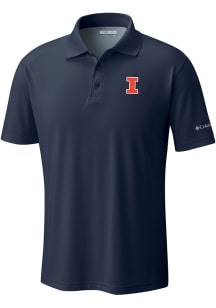 Columbia Illinois Fighting Illini Mens Navy Blue Heat Seal Low Drag Offshore Short Sleeve Polo