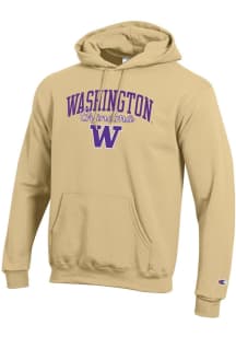 Champion Washington Huskies Mens Gold Grandma Script Powerblend Long Sleeve Hoodie