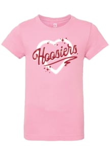 Summit Sportswear Indiana Hoosiers Girls Pink Heart Short Sleeve Tee