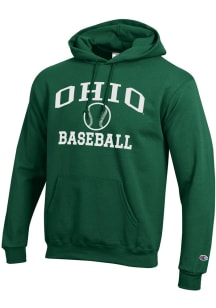 Champion Ohio Bobcats Mens Green Baseball Icon Powerblend Long Sleeve Hoodie