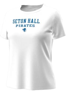 Under Armour Seton Hall Pirates Womens White Stacked over logo Motion Short Sleeve T-Shirt