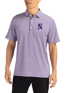 Cutter and Buck Northwestern Wildcats Mens Purple Forge Double Stripe Short Sleeve Polo