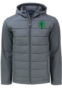 Cutter and Buck Seattle Sounders FC Mens Graphite Evoke Hood Big and Tall Lined Jacket