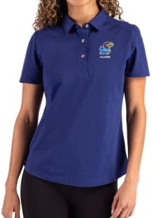Cutter and Buck Kansas Jayhawks Womens Blue Alumni Advantage Short Sleeve Polo Shirt