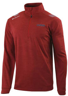Columbia UConn Huskies Mens Red Heat Seal Oakland Downs Long Sleeve Qtr Zip Pullover