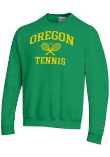 Champion Oregon Ducks Mens Green Tennis Icon Powerblend Long Sleeve Crew Sweatshirt