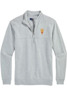 Vineyard Vines Arizona State Sun Devils Mens Grey Heather Shep Shirt Long Sleeve Qtr Zip Pullover