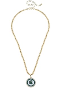 Michigan State Spartans Pave Disc Necklace