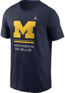 Nike Michigan Wolverines Navy Blue DriFit Sideline Practice Jordan Short Sleeve T Shirt