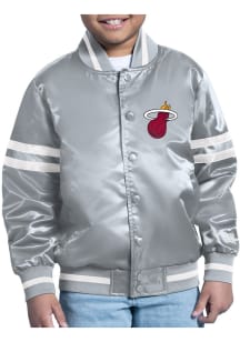 Starter Miami Heat Youth Grey Comic Satin Medium Weight Jacket