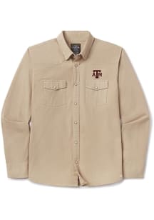 Snaps Texas A&M Aggies Mens Khaki Heritage Denim Long Sleeve Dress Shirt