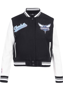 Pro Standard Charlotte Hornets Womens Black Script Tail Varsity Light Weight Jacket
