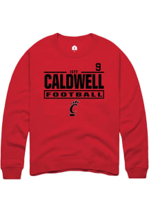 Jeff Caldwell Cincinnati Bearcats Mens Red Football NIL Stacked Box Player Crew