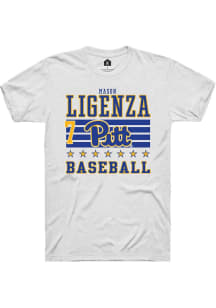 Mason Ligenza Pitt Panthers White NIL Striped Short Sleeve Player T Shirt