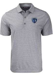 Cutter and Buck Sporting Kansas City Mens Black Forge Stripe Short Sleeve Polo