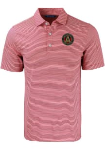 Cutter and Buck Atlanta United FC Mens Red Forge Double Stripe Short Sleeve Polo