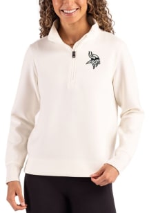 Cutter and Buck Minnesota Vikings Womens White Mono Roam Qtr Zip