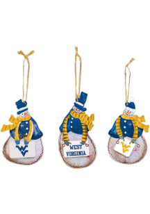 West Virginia Mountaineers Metal Snowman Ornament - Gold