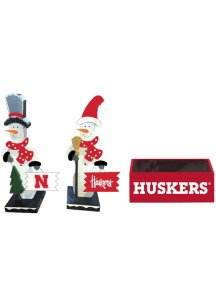 Nebraska Cornhuskers Wooden Snowmen Decor