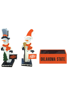 Oklahoma State Cowboys Wooden Snowmen Decor