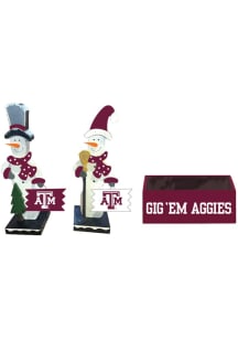 Texas A&M Aggies Wooden Snowmen Decor