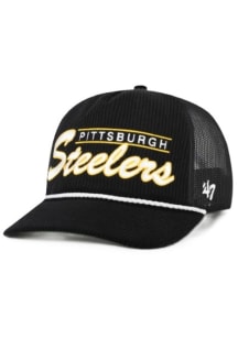 47 Pittsburgh Steelers Double Header Mesh Hitch Adjustable Hat - Black
