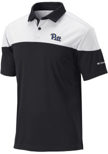 Columbia Pitt Panthers Mens Black Heat Seal Omni Wick Best Ball Short Sleeve Polo