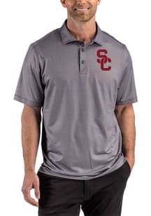 Cutter and Buck USC Trojans Mens Black Lattice Short Sleeve Polo