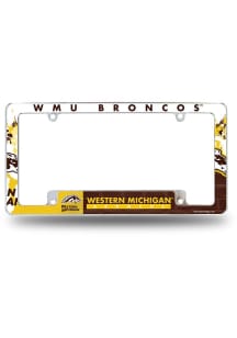 Western Michigan Broncos Primary All Over Chrome License Plate Frame - Silver