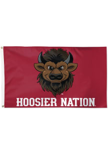 Indiana Hoosiers Bison 3x5 Silk Screen Grommet Flag - Red